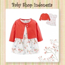 Dress Bayi Bolero Orange White Flower  large